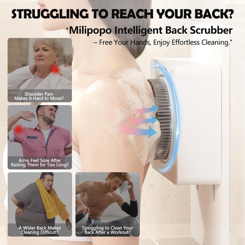 Electric Back Massager Brush for People: Wall Mounted 360°Automatic Rotation