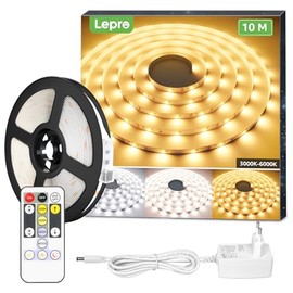 Lepro Lepro LED Strip Dimmbar 10M, LED Streifen 600 LEDs Warmweiss bis Kaltweiss, Wei? Band Lichterkette, Lichtleiste, Superhell Warmwei? Kaltweiss DIY Lichtband Leiste, Kette Stripes fr Kche Deko