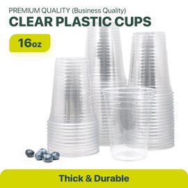 L2K [200 Pack] 16 oz Clear Coffee Cups, Clear Plastic Cups, Disposable Coffee Cups, Iced Coffee Cups (200 Cups)