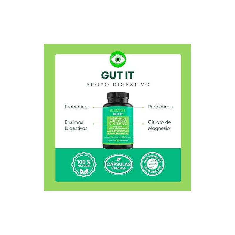 Gut Probiotic Suplemento Natural Probióticos Prebióticos Enzimas Digestivas Citrato Magnesio