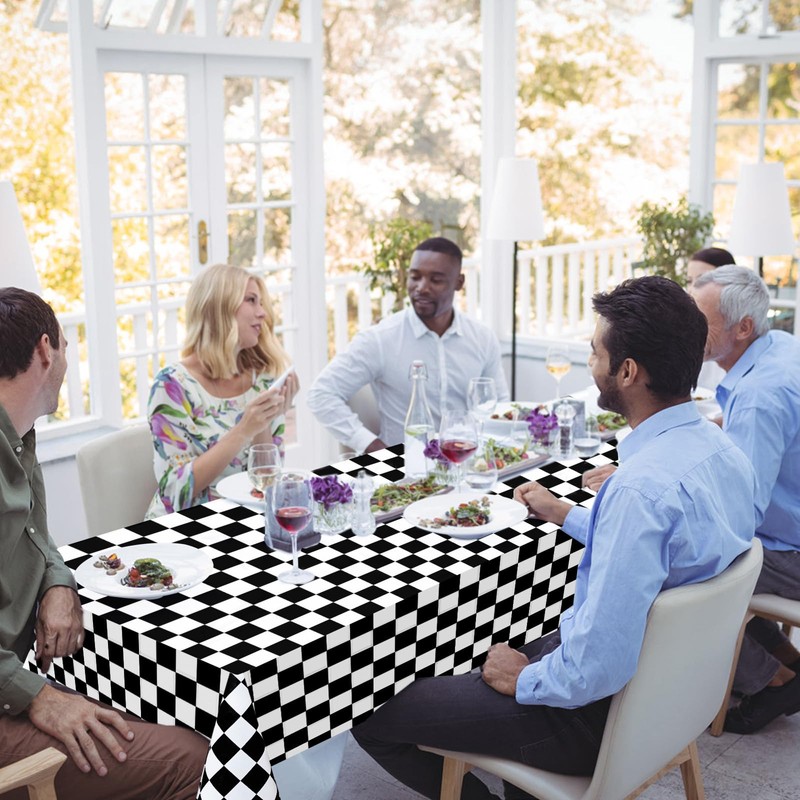 2pack Black and White Gingham Checkered Table Cloth Party,137*274cm Wipe