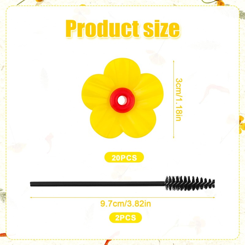 20pcs Hummingbird Feeder Replacement Flowers with 2 Cleaning Brush, Hummingbird