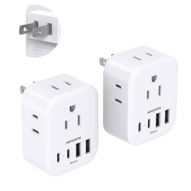 2 Pack US to Japan Travel Plug Adapter, HANYCONY Japan Power Adpter with 4 Outlets 4 USB Ports(2 USB C), Type A Plug Adapter for Amercian USA to Japanese China Canada Mexico Philippines Peru