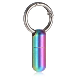 Ptwola Mini Metal Pill Box with Key Fob Waterproof Portable Pill Box Travel Pill Organiser for Outdoor Camping (Colour)