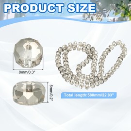 PATIKIL 75 Pcs 8mm OD 5mm Thick Crystal Glass Beads, Rondelle Crystal Beads Faceted Cut Gemstone Strand with Spacer Beads for Craft, Bracelet, Necklace, Transparent Gray