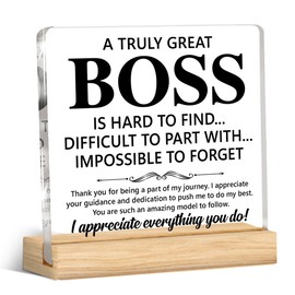 Boss Day Gifts for Women Men, Thank You Appreciation Gifts for Boss Lady Leader Acrylic Desk Plaque Sign Office Decor