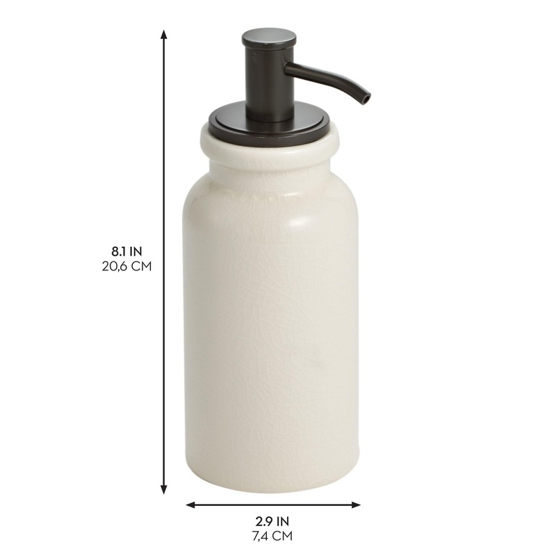 iDesign Dispenser for Bathroom Vanity or Kitchen Countertop-Set of 2-Cream/Bronze