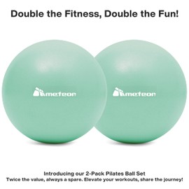 Meteor 2-Pack Mini Pilates Ball (25cm) – Small Stability Trainer for Yoga, Barre, Core Strength & Physical Therapy, Dual Mini Swiss Ball for Home & Travel