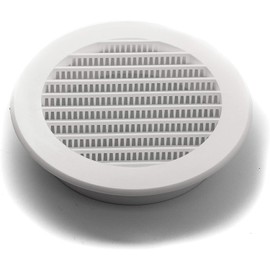 Vent Systems 4'' Inch White Pack of 5 Soffit Vent Covers - Round Air Vent Louver - Grill Cover - Built-in Insect Screen - HVAC Vents for Bathroom, Home Office, Kitchen