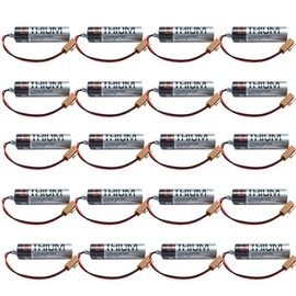 KANGLEUS (Pack of 20) 2400mAh ER6V/3.6V PLC Battery for M64 System and CNC Machine with Brown Plug Non-Rechargeable Lithium Battery