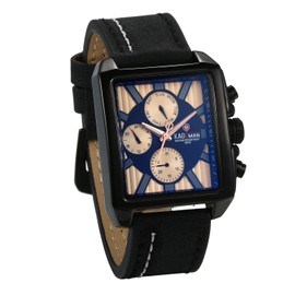 JewelryWe Men's Unique Watch Analogue Quartz Calendar 30M Waterproof Leather Strap Sport Casual Watch with Rectangular Dial, White, Christmas Day, birthday