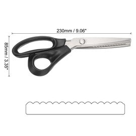 uxcell 2pcs Sewing Scissors Scalloped Tailor Scissors Stainless Steel Delicate Cutting Shears for Embroidery Sewing Handcraft Craft Everyday Use Art Work DIY Tools Black