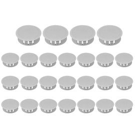PATIKIL 30mm/1-3/16" Plastic Hole Plugs, 25 Pcs Flush Type Round Plug Snap in Locking Screw Hole Covers Insert End Caps for Furniture Cabinet Kitchen Door Shelves, Grey