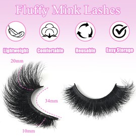 Faux Mink False Eyelashes - Soft Downy 3D Dramatic Volume Lashes, Thick Natural Look 14 Pairs Strip Lashes Reusable,by INSPEAUTY