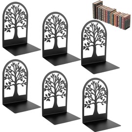 LDHHYH 6pcs Bookends Metal Black Bookends Black Metal Book Holder for Shelf, Bookends Bookends Metal Book Holder for Office/School/Home/Library