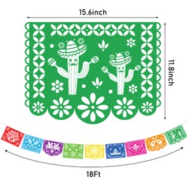 DomeStar Mexican Party Banner, 18 Feet Fiesta Banner Cinco de Mayo Decor Papel Picado Decorations PVC Mexican Fiesta Garland for Dia De Los Muertos Mexican Party Supplies