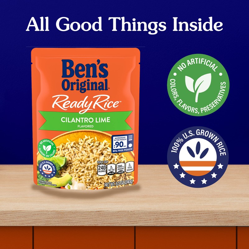 BEN'S ORIGINAL Ready Rice Cilantro Lime Flavored Rice, Easy Dinner