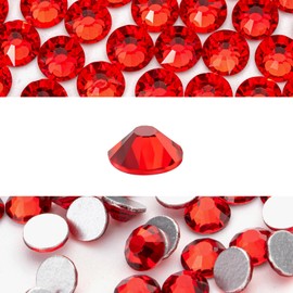 Novani 288 Pieces Flatback Rhinestones Glass Round Gems Red Crystals for Nail Art DIY Crafts Clothes Shoes,SS34,7.1-7.3mm