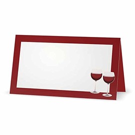Wine Place Cards - Tent Style - 10 Pack - White Blank Front Solid Color Border - Placement Table Name Dinner Seating Stationery Party Supplies - Occasion Event Holiday (Burgundy)