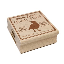 Farm Fresh Quail Eggs Hand Gathered Pasture Raised Best Before Date Square Rubber Stamp for Stamping Crafting - 2.75in Large
