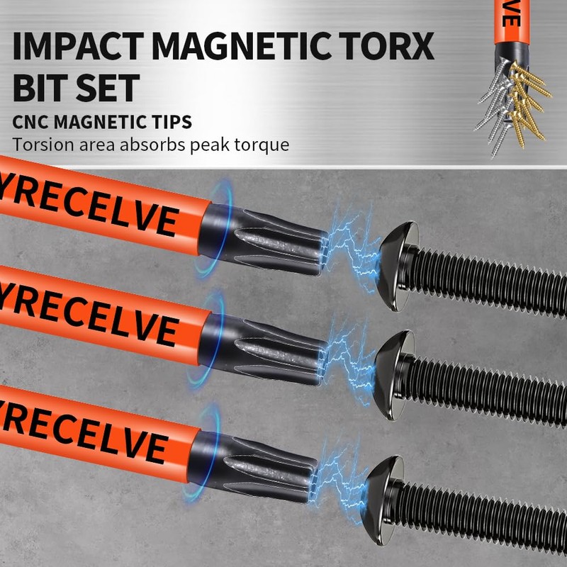 Impact Security Torx Bit Set 6-Inch Long (8-Pack T8-T40), S2