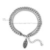 BIYONGDE Two-row Stainless Steel Link Chain Bangle Bracelet with Dangling