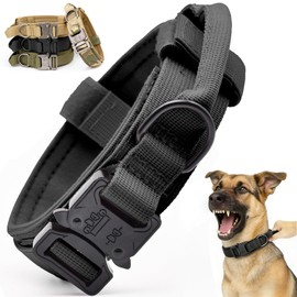 Collar de perro Táctico, Collar de Perro de Nailon Militar Grueso, Collar de Perro con Asa, Hebilla de Collar de Perro de Metal Elástico Ajustable, pa