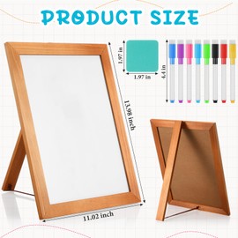 Chuangdi Desktop Dry Erase Board Whiteboard with Stand 14"x11" Desktop Whiteboard Wooden Frame White Writing Board with 8 Pcs Marker Pens 1 Magnetic Eraser for School Office Restaurant Menu Supplies