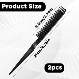 3 Row Hair Comb Set Rat Tail Styling Comb Curly Hair Styling Brush Black Unbraider Combs for Women Men Detangling Styling(2PCS)
