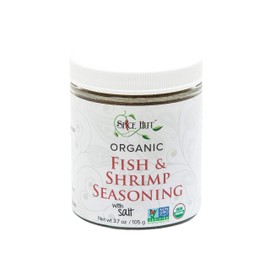 Spice Hut - Organic Fish & Shrimp Seafood Seasoning Mix, with Salt, Savory Gourmet Spice Blend for Cooking White Fish, Grilled Fish, Shrimp Skewers, Tacos, Seafood Pasta, Baked Fish / All-Natural, Kosher, Gluten Free, Vegan, Keto -No MSG- 3.7oz Glass Jar