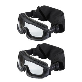 Lancer Tactical AERO Airsoft Tactical Safety Goggles Two Pack -3mm Dual Pane Lens, Anti-Fog Glasses for Hunting and Cycling-One Len (Black)