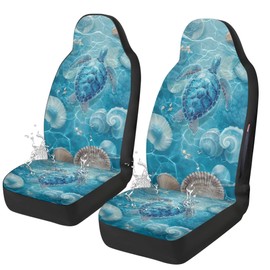 Quelytrip Beach Sea Turtle Print Waterproof Car Seat Cover Front Seats Only,Universal for Cars Sedan Van SUV,Airbag Compatible 2 Pieces