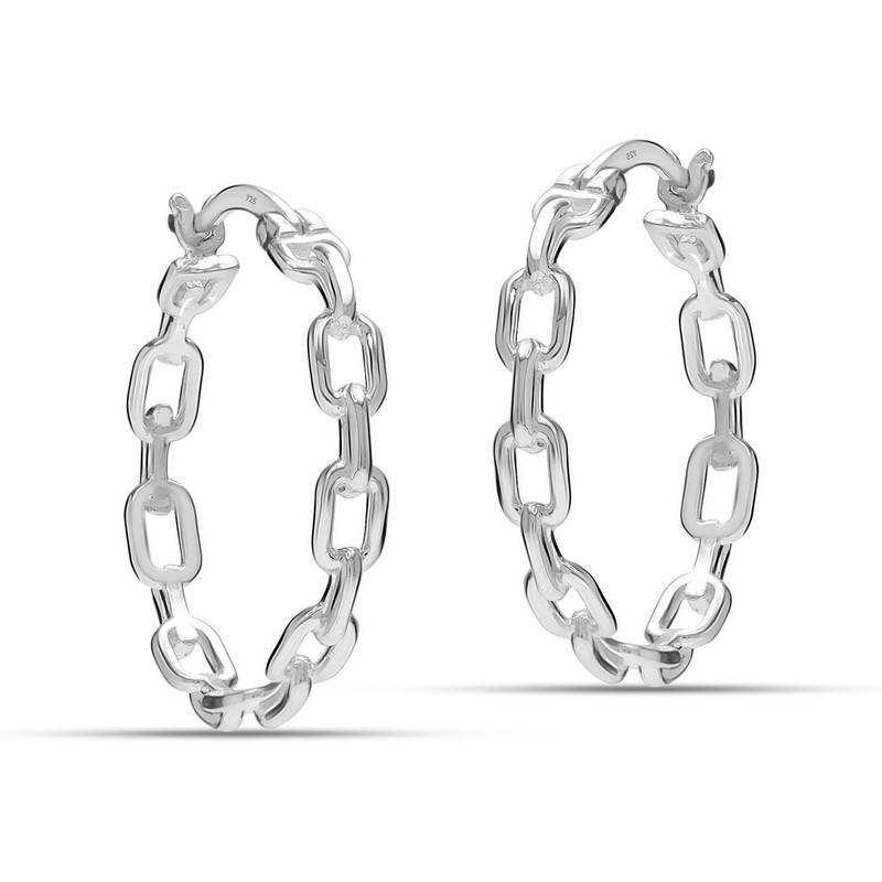 LeCalla 925 Sterling Silver Link Hoop Earrings for Women |