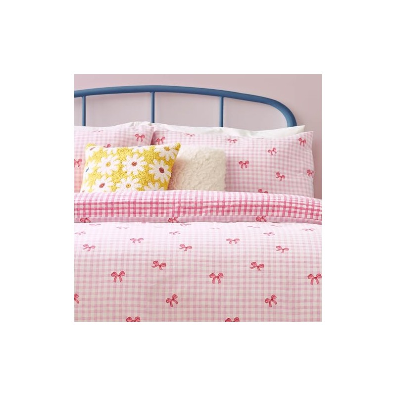 Heya Home Gingham Bows Printed Duvet Set - Pink -