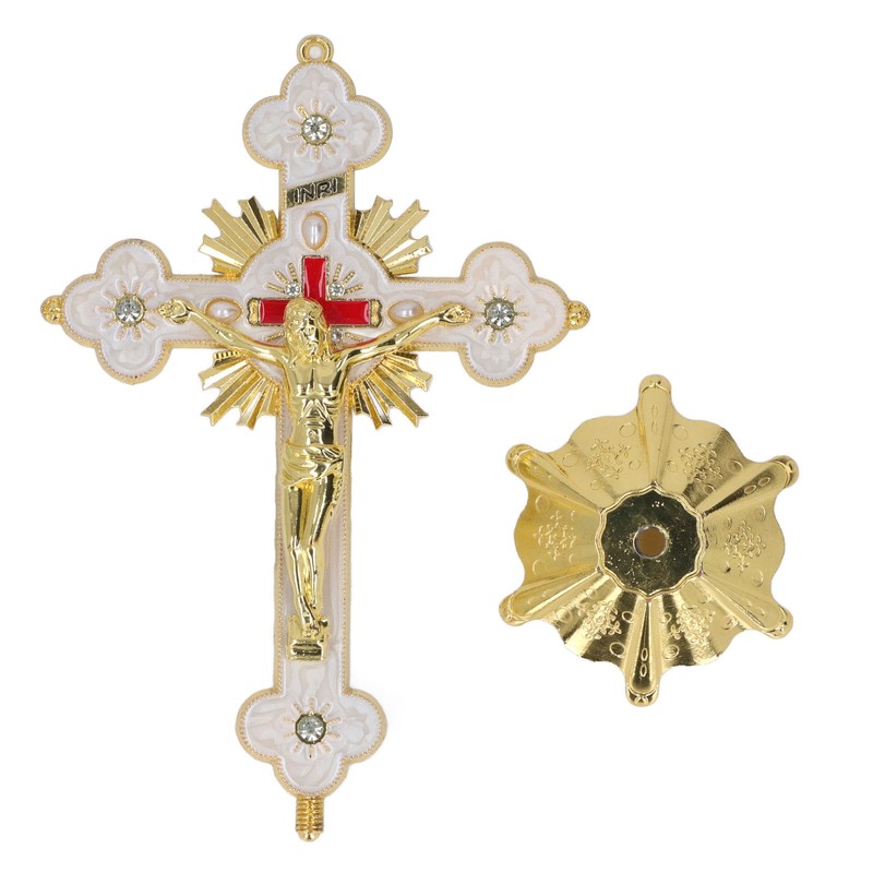 Metal Enamel Crosses Enamel Coating Anti Rust Gold White Crosses