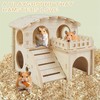 Wooden Hamster House – 2-Level Hideout Habitat with Ladder, Durable