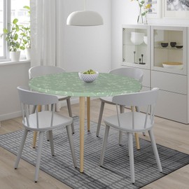 PURKCUYERT Ferns Sage Green Round Fitted Table Cloth Cover, Elastic Tablecloth for Round Tables, Fits 40" - 44" Tables
