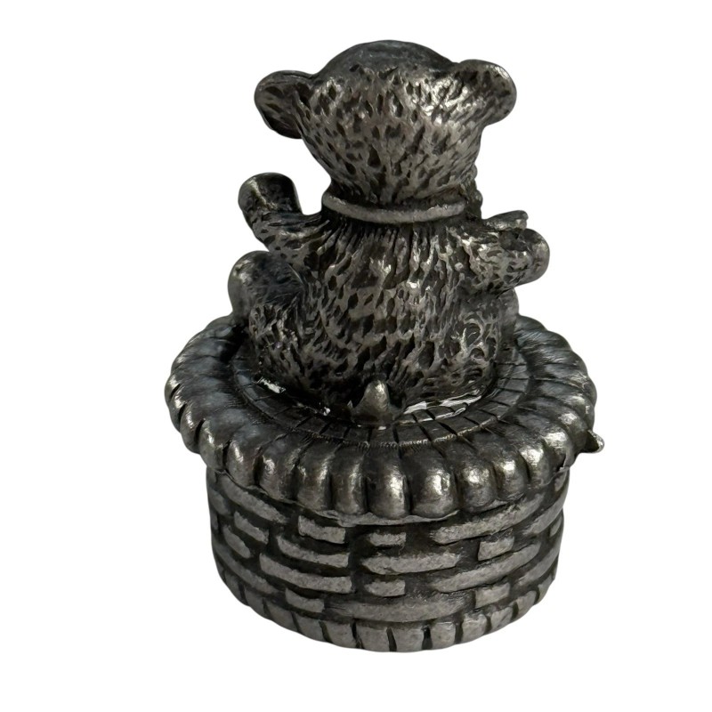 Torino Pewter Tooth Fairy Keepsake Box Teddy Bear 2" Tall