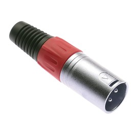 Keple 3 Pole XLR Plug, Red - Male Audio Mic Microphone DMX Plug Jack Plug, Nicked-Plated Adapter, Metal Construction Connector With Plastic Housing