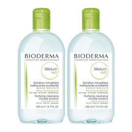 Bioderma - Agua limpiadora micelar purificante Sébium H2O y solución desmaquillante para pieles mixtas a grasas, 16.7 onzas líquidas, paquete de 2 unidades, 2 unidades