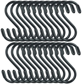 DINGEE 30 Pack Vinyl Coated S Hooks for Hanging, 3 Inch Heavy Duty S Hooks for Hanging Plants,Clothes,Non Slip Steel Metal Black Rubber Coated Closet S Hooks for Hanging Jeans Jewelry Pot Pan