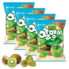Korean Fruit Jelly Candy – Assorted Chewy Gummy Snacks – 5 Fruity Flavors (Grape, Plum, Lychee, Kiwi, Mango) – Individually Wrapped – Perfect for Kids & Adults – 알맹이젤리 (Kiwi–2.86oz(81g) × 4pack)