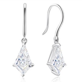 2.6CT Kite Cut Moissanite Dangle Drop Earrings for Women S925 Sterling Silver Hook Earring 18K White Gold D Color VVS1 Lab Created Diamond Hypoallergenic Jewelry Gifts for Her