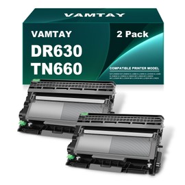 VAMTAY Remanufactured TN660 Toner Cartridge DR630 Drum Unit for Brother DR630 DR-630 TN660 TN-660 for DCP-L2540DW HL-L2300DW L2380DW MFC-L2700DW L2740DW Printer (Black, 2xDR630, 2xTN660, Combo Pack)