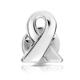 Awareness Ribbon Lapel Pin, Small Awareness Ribbon, Silver