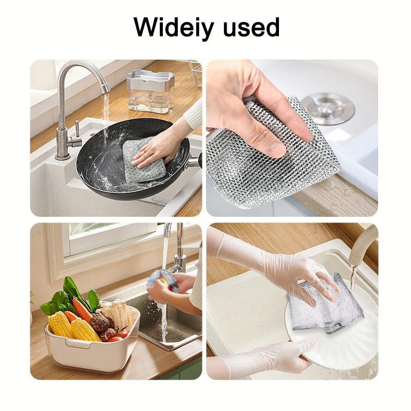 12 Counts Multipurpose Non-Scratch Wire Dishcloths – Reusable Dishwashing Rags