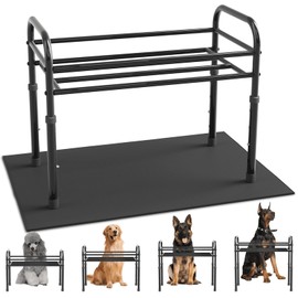 ADENGL Raised Dog Bowl Stand for XLarge & Large Dogs,Table Steel Frame Elevated Dog Bowls Stand with Mat,Non-Slip No Spill,Adjusts to 4 Heights 8.7-13.4", Holds 6-8.7" Diameter Bowl(Bowl Not Included)