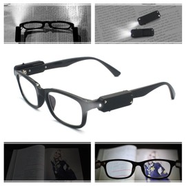 EYE ZOOM LED Lighted Reading Glasses with 2 in 1 Capacitive Stylus & Ballpoint Pen, Black,+3.00