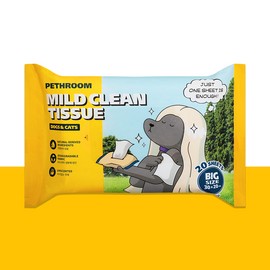 PETHROOM [Pesroom] Mild Clean Tissue for Dogs and Cats, Wet Wipes, Body Wipes, Pet-Specific Wet Wipes, 20 Sheets, 1 Pack