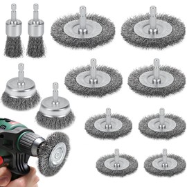 Pack of 12 Wire Brush Drill, 6 mm Wire Brush Cordless Screwdriver with Hexagonal Bar, Wire Brush Set 6 Sizes, Steel Brush Cordless Screwdriver for Drill for Removing Rust, Polishing